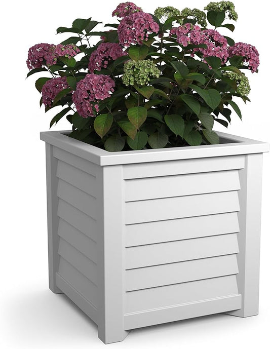 Mayne Lakeland 20-Inch Square Planter – Self-Watering, Weather-Resistant Planter for Flowers – Durable Outdoor Design for Patio, Porch, or Entryway