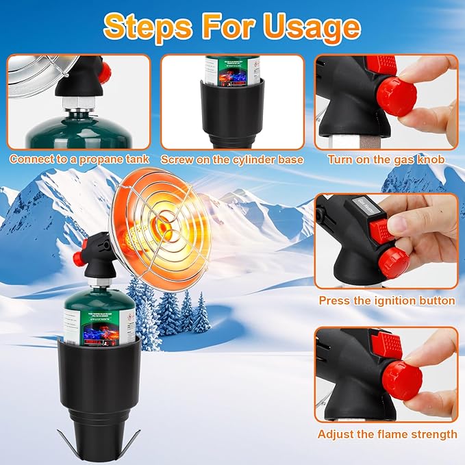 Golf Cart Heater, Portable Propane Heater with Cup Holder Fits Most Golf Cart Accessories Car, Safe Camping Tent Heaters Cordless with Electronic Ignition, Control Valve, Winter outdoor Heating Helper