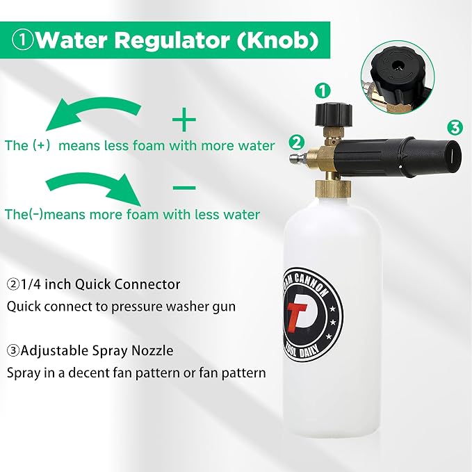 Tool Daily Short Pressure Washer Gun with Foam Cannon, Car Wash Soap 64 Oz, 5 Power Washer Nozzle Tips, 1/4 Inch Quick Connect - Image 6