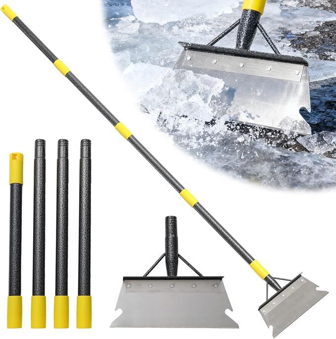 Garden Flat Shovel,74” Ice Scraper,Snow Shovel for Driveway, Stainless Steel Multifunctional Cleaning Shovels Chopper Floor Scraper for Outdoor Walkway Car Snow Ice Weeds Moss Removal by Lilyvane