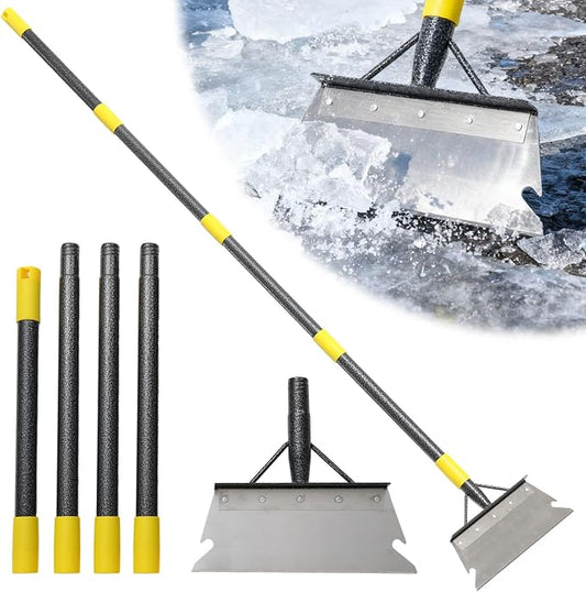 Garden Flat Shovel,74” Ice Scraper,Snow Shovel for Driveway, Stainless Steel Multifunctional Cleaning Shovels Chopper Floor Scraper for Outdoor Walkway Car Snow Ice Weeds Moss Removal by Lilyvane