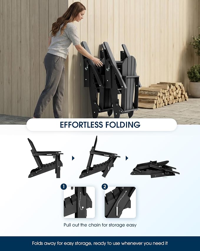 MUCHENGHY Folding Adirondack Chairs 6 Pack, Patio Chairs, Fire Pit Chairs, Outdoor Chairs, Plastic Adirondack Chairs, Lawn Chairs Weather Resistant with Cup Holder for Deck, Backyard, Garden(Black) - Image 6