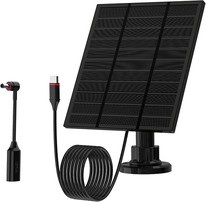Solar Panels for Ring Camera Outdoor (New Generation) 5W 5V Solar Panel Charger with USB-C&Plug for Spotlight Cam Plus&Stick Up Cam Pro.Waterproof IP65 360??Adjustable 2M Cable (Black, 1) by Unknown