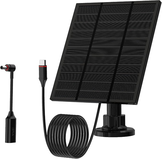 Solar Panels for Ring Camera Outdoor (New Generation) 5W 5V Solar Panel Charger with USB-C&Plug for Spotlight Cam Plus&Stick Up Cam Pro.Waterproof IP65 360??Adjustable 2M Cable (Black, 1) by Unknown