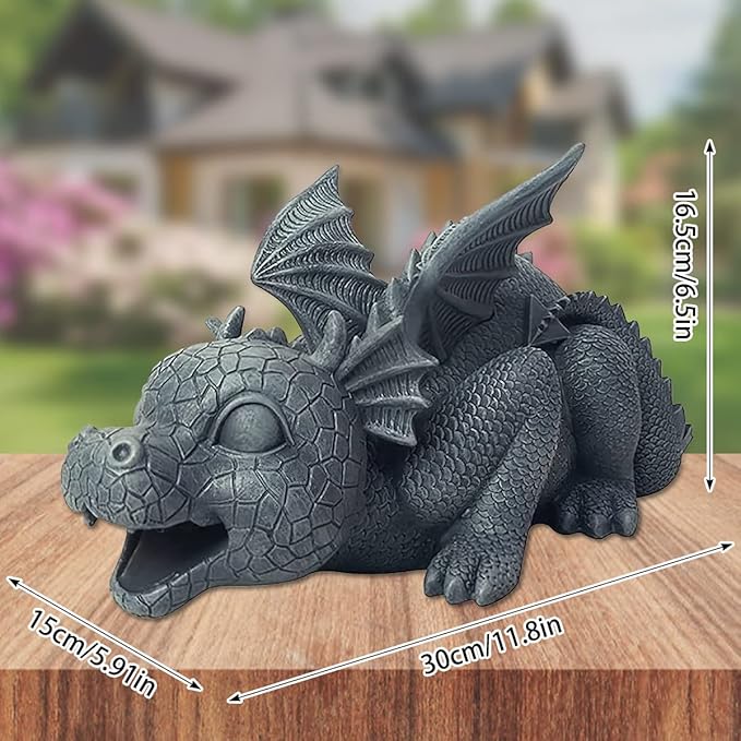 Txkrhwa Fountain Dragon Statue Resin Spouting Water Dragon Sculpture Weather Resistant Realistic Water Spray Dragon Statue Outdoor Ornament for Garden Courtyard Pond Pool