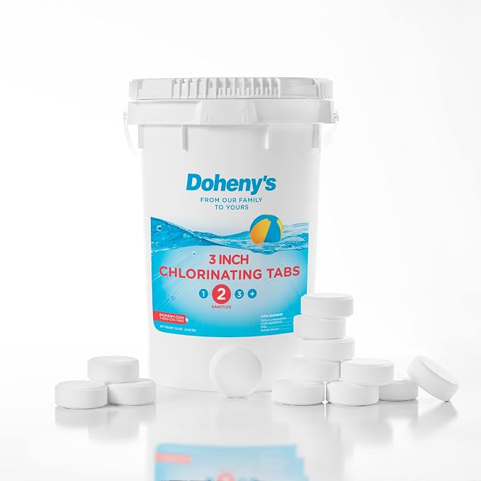 Doheny’s 3-Inch Stabilized Chlorine Tablets for Sanitizing Swimming Pools | 99% Pure Tri-Chlor, 90% Available Chlorine | Long-Lasting, UV-Protected, Slow-Dissolving | Individually Wrapped 50lb Bucket - Image 7