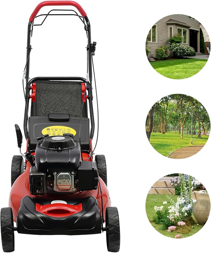 Self Propelled Gas Mower, 140cc 4Stroke Push Mower 140cc 4Stroke Push 3-in-1 Chopper Bagging Side Discharge, 8-Position Height Adjustment - Image 5