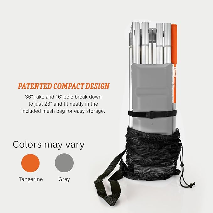 EZ Smart Snow Roof Rake w 16ft Pole, Easy Snow Removal from Roof, Prevents Ice Dams, Quick Assembly, 36 Inches Wide, 21 Foot Reach, Designed in The USA - Image 3