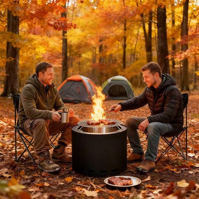 15" Smokeless Fire Pit, Portable Stainless Steel Wood Burning Outdoor Fireplace for Backyard, Patio, Garden, Picnic, Ideal for 2–4 People - Image 5