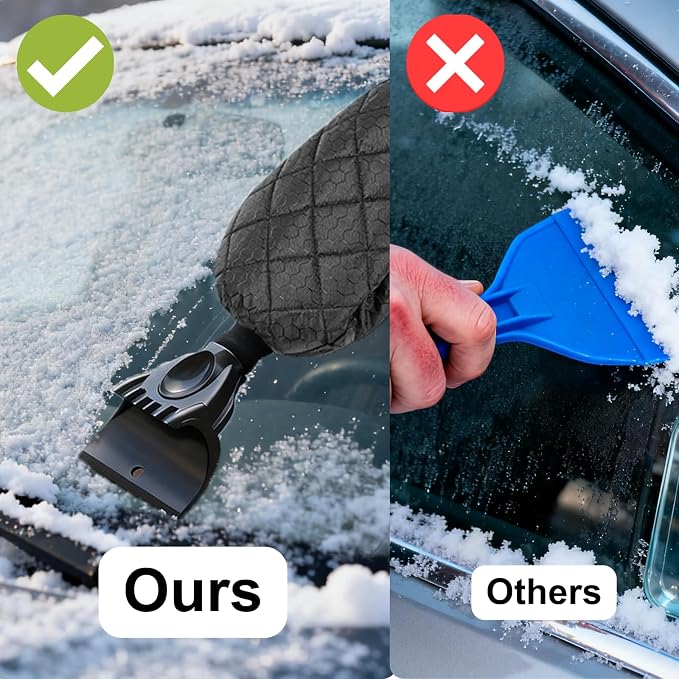 Ice Scraper with Glove - Waterproof Ice Scrapers Snow Removal Tool for Car Windshield, SUV, Truck - Comfortable Mitt Glove for Quick Ice & Snow Removal (Black) - Image 4