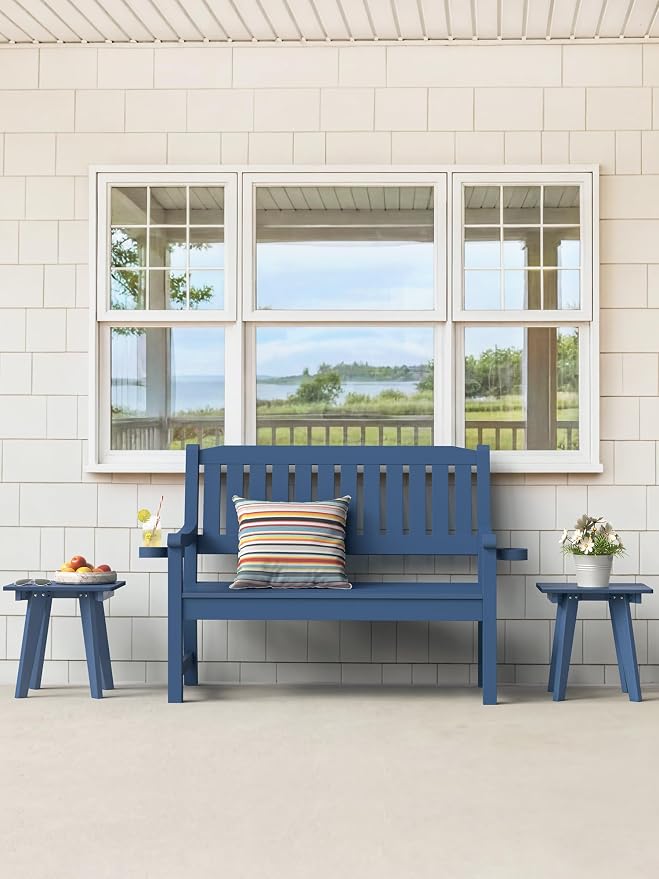 Outdoor Side Table, HDPE Weather Resistant Small Patio Table for Porch and Balcony, 200 LBS Capacity Heavy Duty Small Outdoor Table for Backyard and Pool, Easy Maintenance, Prussian Blue - Image 6