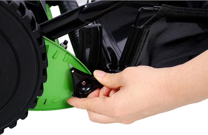 14'' Push Type Lawn Mower 5-Blade Manual Mechanical Lawn Mower Adjustable Height with Hay Bag Eco-Friendly and Quiet Home Gardening Tool Scissor-Style Cutting Method Green - Image 7