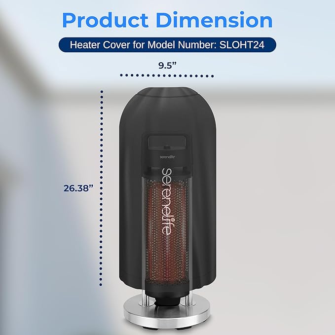 SereneLife Patio Heater Cover Bag - Heavy-Duty, UV Resistant, Waterproof Polypropylene & Polyurethane, Tear Resistant, Easy On/Off, Dustproof, Fits SereneLife Patio Heater Model SLOHT24 (Black)