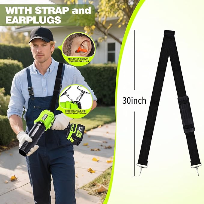 Leaf Blower Cordless,Battery Powered 800,000 RPM Electric Leaf Blower with 2 x 4.0Ah Battery and Charger Handheld Blowers for Lawn Care,Dust,Snow,Car Blowing Water with 2 Extended Nozzle - Image 4