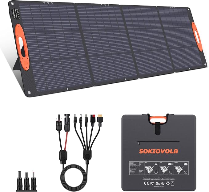 SOKIOVOLA N-Type 16BB 200W Portable Solar Panel for EF/Jackery/Bluetti/Anker Power Station Foldable Solar Panel 25% High Efficiency IP68 Waterproof for Outdoor Trip RV Camping Blackout Off Grid by SOKIOVOLA