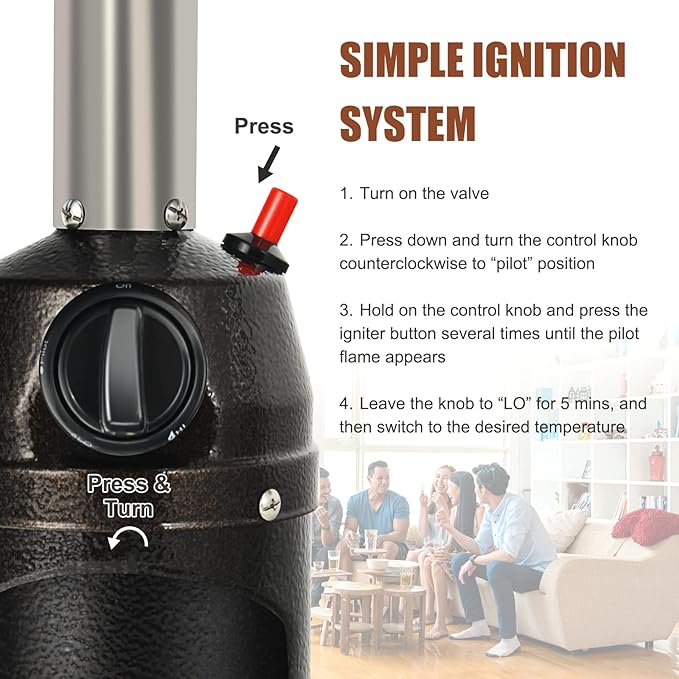 Giantex Outdoor Propane Patio Heater, 13,000 BTU Portable Tabletop Heater w/Weighted Base, Stainless Steel, Adjustable Thermostat, Electric Heater for Backyard, Garden, Commercial Restaurant, Black