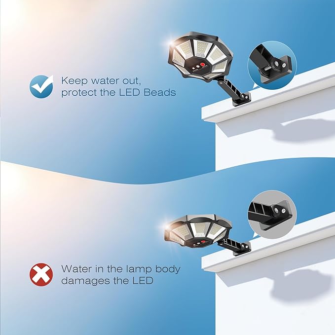 Solar Lights Outdoor, 168LED 6500K Flood Light Dusk to Dawn, 8 Sides Solar Outdoor Lights with Motion Sensor, IP66 Waterproof Solar Street Lights Outdoor for Yard, Pools(2 Pack)