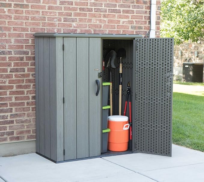 Lifetime 60209 Vertical Storage Shed (53 Cubic feet), Roof Brown, 74 x 142 x 174 cm - Image 8