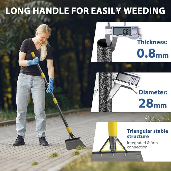 Floor Scraper Long Handle Heavy Duty, 60" Multifunctional Cleaning Shovel, Ice Scraper Stainless Steel Garden Tools Weed Scraper for Cleaning,Weeding,Scraping,Ice Remove,Landscaping,Yard - Image 4