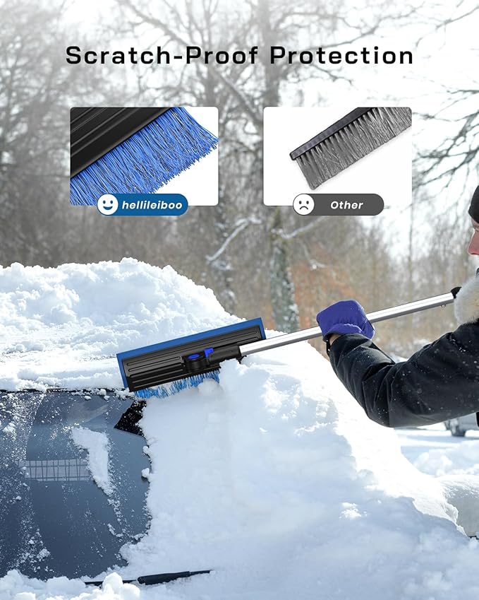 helloleiboo 2025 Extra Long 55.7" Ice Scrapers for Car Windshield Multi-Functional Detachable Car Ice Scraper with Foam Grip and 270° Pivoting Brush Head Snow Brush for SUV Truck Auto (Blue) - Image 2