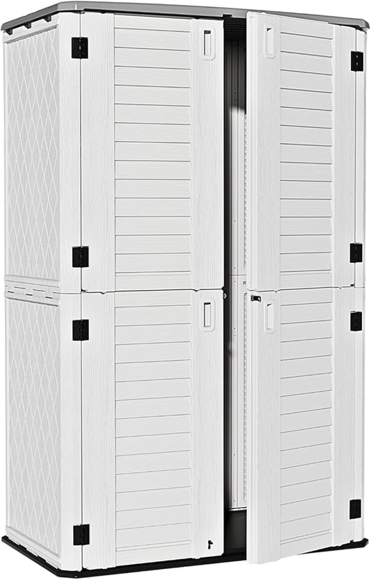 ZZM Large 67 Cu.ft Waterproof Storage Shed, Outdoor Storage Cabinet，Durable Resin Sheds for Patio Furniture, Garden Tools, Pool Accessories, Mower Storage (White) by ZZM