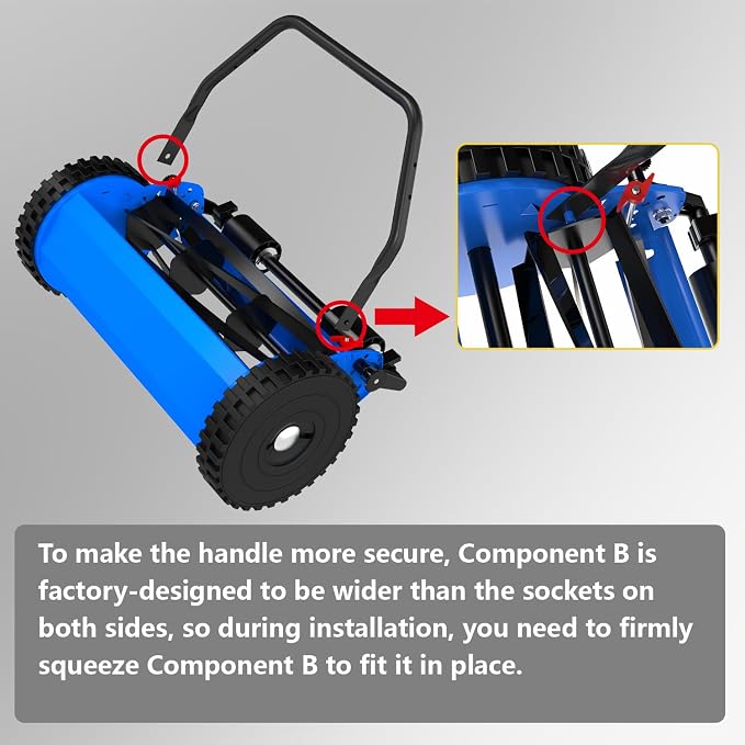 16-Inch Reel Lawn Mower with Tool-Free Blade Adjustment, 5-Blade Manual Push Lawn Mower, 5-Position Height Adjustable Hand Push Reel Mower - Image 5