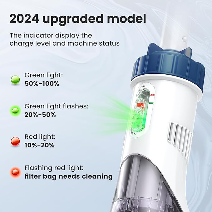 Enhulk Rechargeable Handheld Cordless Pool Vacuum for Above Ground Pool and Inground Pool, 60-Minute Runtime,Powerful Suction up to 18.5 gallons/min, Efficient Leaf and Debris Removal, PC10 Pro - Image 2