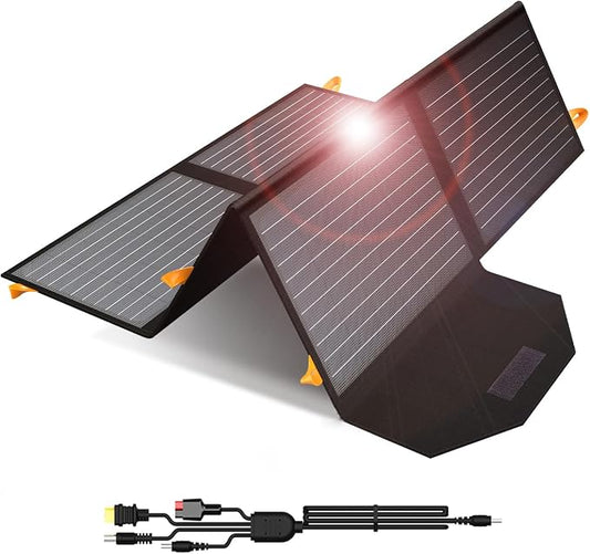 [Upgraded] FlexSolar 60W Portable Solar Panels Chargers QC3.0 USB-A USB-C DC5521 8mm Output Foldable IP65 Waterproof Power Emergency Camping for Small Power Station Generator Tablets Battery Packs by FlexSolar