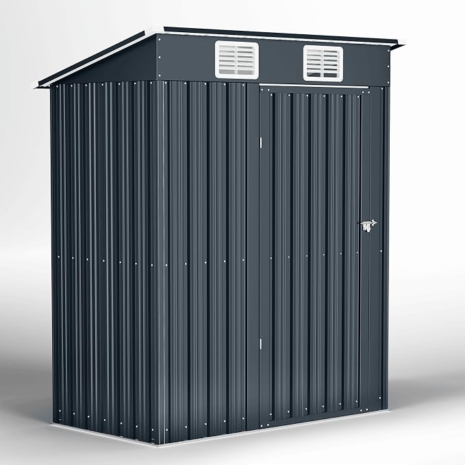 5x3 FT Outdoor Storage Shed, Weatherproof Garden Shed with Lockable Double Doors, Sloped Roof & Ventilation for Backyard, Patio, Poolside by ECOLINEAR