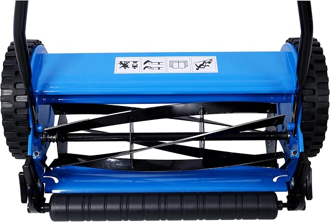 16-Inch 5-Blade Push Reel Lawn Mower with Grass Catcher (Blue) - Image 8
