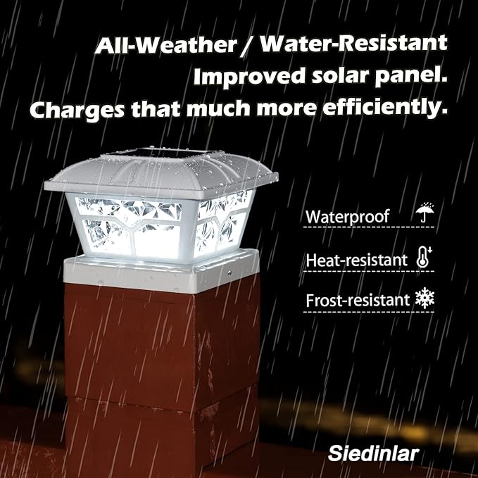 SIEDiNLAR Solar Post Cap Lights Outdoor 2 Color Modes 8 LEDs for 4x4 5x5 6x6 Posts Fence Deck Patio Decoration Warm White & Cool White Lighting White (1 Pack) - Image 6