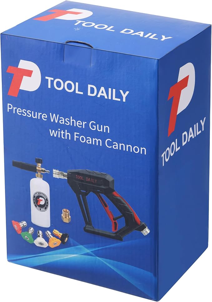 Tool Daily Short Pressure Washer Gun with Foam Cannon, 1/4 Inch Quick Connector, with 5 Pressure Washer Nozzle Tips, 1 Liter - Image 8