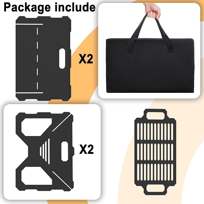 20 inch Fire Pit, Outdoor Portable Firepit with BBQ Tray, Detachable Camping Steel Fire Pits for Backyard, Patio, Picnic, Bonfire, Garden (Black-Large) - Image 3