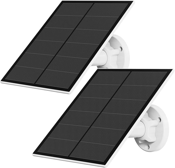 Solar Panel for Security Camera, 5W USB Solar Panel for Micro USB and USB-C Port Outdoor Rechargeable Battery Camera, Solar Panels with 9.8ft Cable, Adjustable Wall Mount, IP65 Waterproof, 2 Pack by YCTechCam