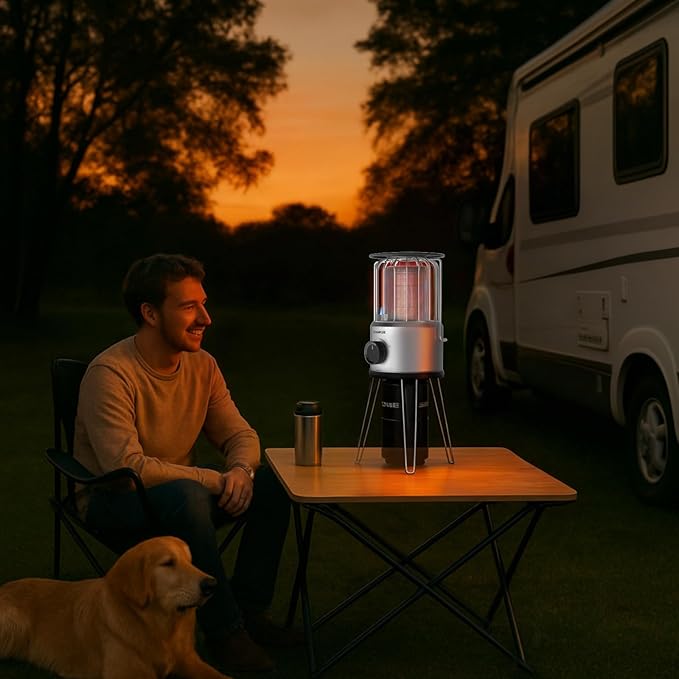 CAMPLUX Portable Propane Heater 8500 BTU, 2 Heating Modes Outdoor Heater for Camping with ODS & Tip-Over Protection, 4.2lbs Ultra Light with Storage Bag for Off-Go Hiking, Ice Fishing, Patio
