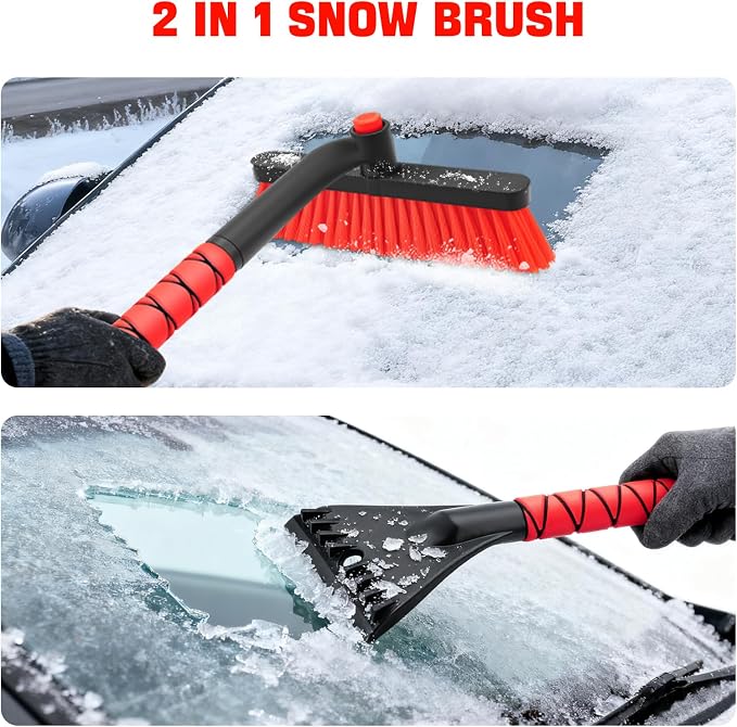 nacena Snow Brush and Ice Scrapers for Car Windshield, Detachable Snow Remover for Cars EVA Foam Grip and Rotatable Brush Head Snow Scraper for Car Trucks SUV, Winter Cars Accessories (Red) - Image 7