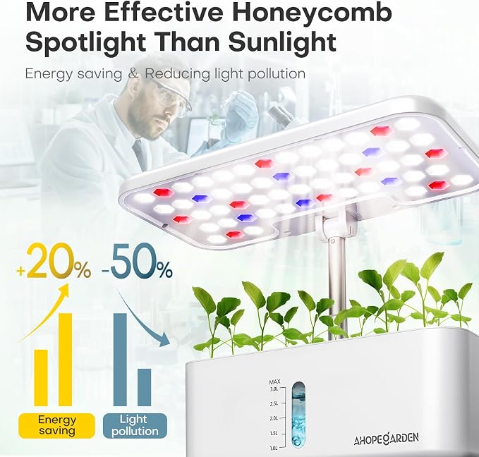 Ahopegarden Indoor Garden Hydroponics Growing System: 10 Pods Plant Germination Kit Herb Vegetable Growth Lamp Countertop with LED Grow Light - Hydrophonic Planter Grower Harvest Lettuce - Image 2