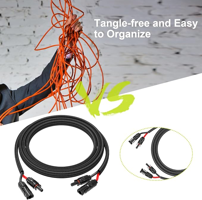 33Ft 10AWG Solar Cable Extension with Protection Cover, Solar Wire with Tool-Free Solar Connectors, IP68 Waterproof PV Cable, Solar Panel Extension Cable 10Gauge for Home Boat RV Solar Panels(33ft) - Image 5