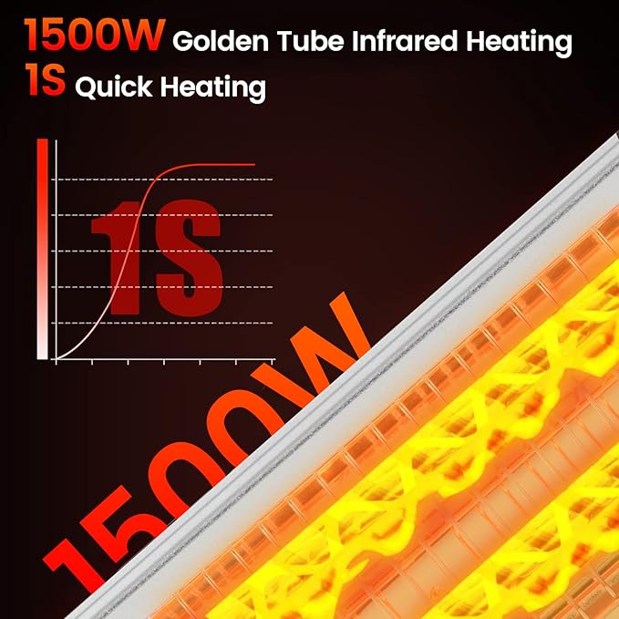 COSTWAY Outdoor Electric Patio Heater, 1500W Standing Infrared Heater with Double-sided Heating, Tip-Over & Overheat Protection, IP65 Waterproof Space Heater for Indoor Outdoor Patio