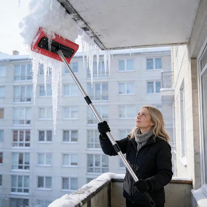 Foam Snow Pusher, Snow Roof Rake, Roof Snow Removal Tool with Wide Head, Lightweight No Scratch Foam Snow Broom, Foam Snow Brush for Roof Vehicle Garage Lawn Backyard Outdoor Driveway - Head Only - Image 4