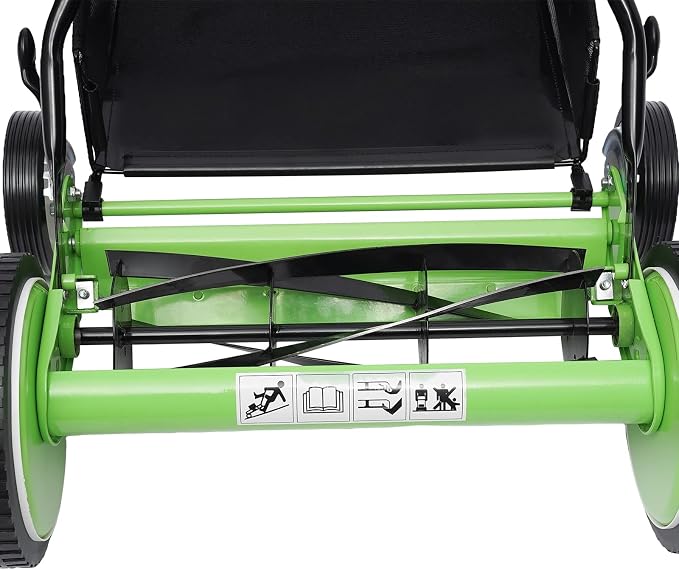 16-Inch 5-Blade Cordless Manual Reel Lawn Mower, Adjustable Cutting Height Universal Manual Push Lawn Mower with Grass Catcher for Garden, Yard - Image 8