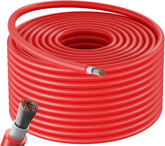 Bateria Power Solar Panel Cable 100FT Solar Extension Cable, 10AWG (6mm²) Tinned Copper Wire for Outdoor Automotive RV Boat Marine Solar Panel- Red (10AWG 100FT) by BateriaPower