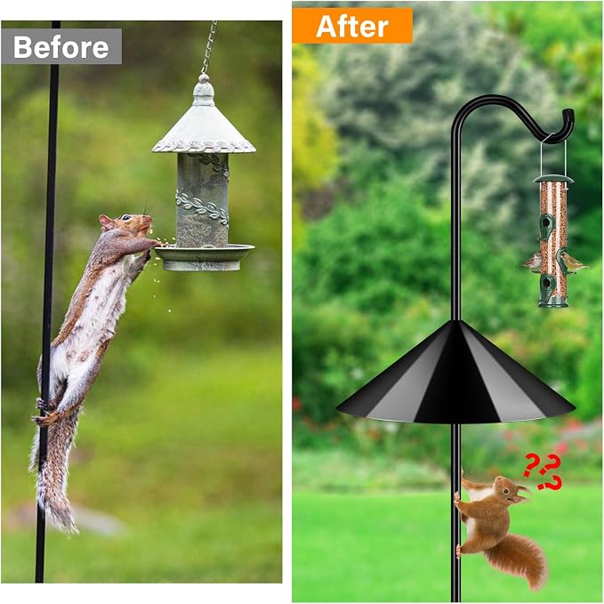 FEED GARDEN 92’’ Bird Feeder Pole Squirrel Proof 1 Pack, Adjustable Tall Shepherds Hooks for Outdoor with 7 Prongs Base, Heavy Duty Shepherd Hook with Baffles, Pole for Bird Feeder, Plant Baskets - Image 6