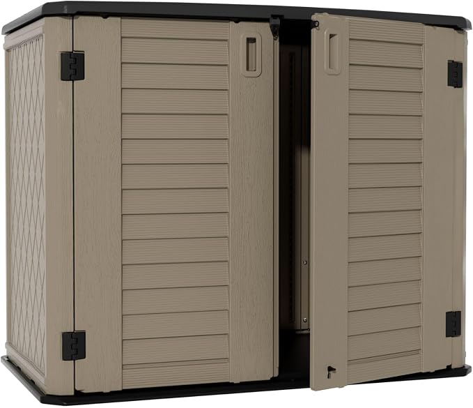 ZZM 4x2.5 FT Outdoor Storage Shed, Resin Waterproof Storage Cabinet for Garden Tools with Lockable Lid,Latch (Coffee) by ZZM