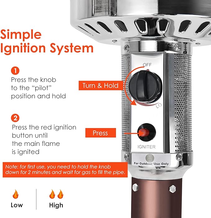 Giantex Patio Heaters for Outdoor Use, 50,000 BTU Propane Outdoor Heaters with Wheels, Outdoor Heat Lamp with Trip-over Protection & CSA Certified for Commercial and Household (Bronze)