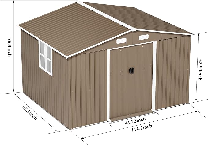 Kurapika Outdoor Storage Shed, 10x8FT Large Metal Tool House with Opening and Lockable Door, for Garden, Patio, Backyard, Lawn - Image 2