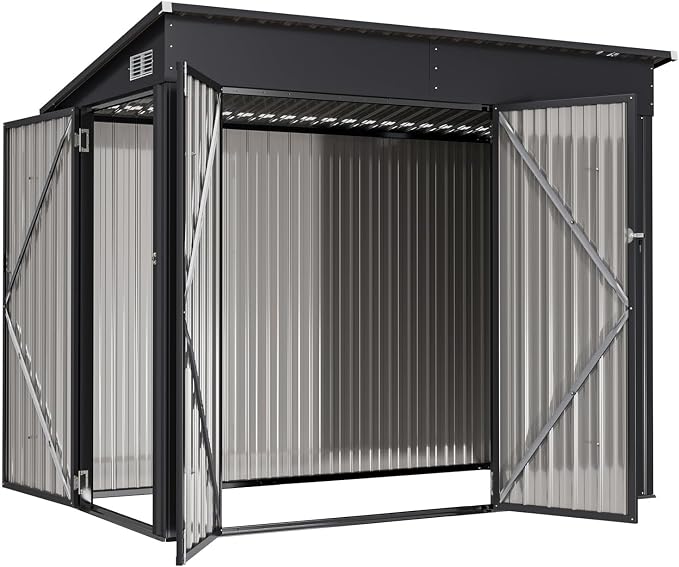 Aoxun 4' x 8' Shed Outdoor Storage Shed with Triple Lockable Door Metal Storage Cabinet with Slopping Roof for Tools Bicycles Storage for Garden, Patio, Courtyard - Image 7
