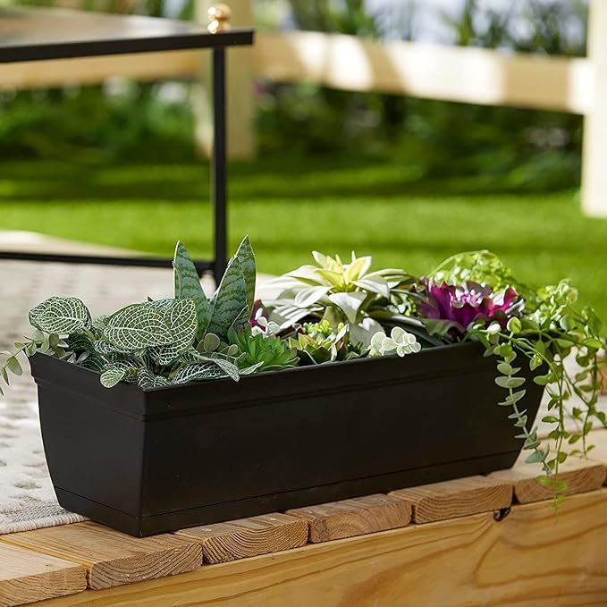 The HC Companies 24" Eclipse Plastic Window Box 7.76"x24"x6.57" in Clay Color