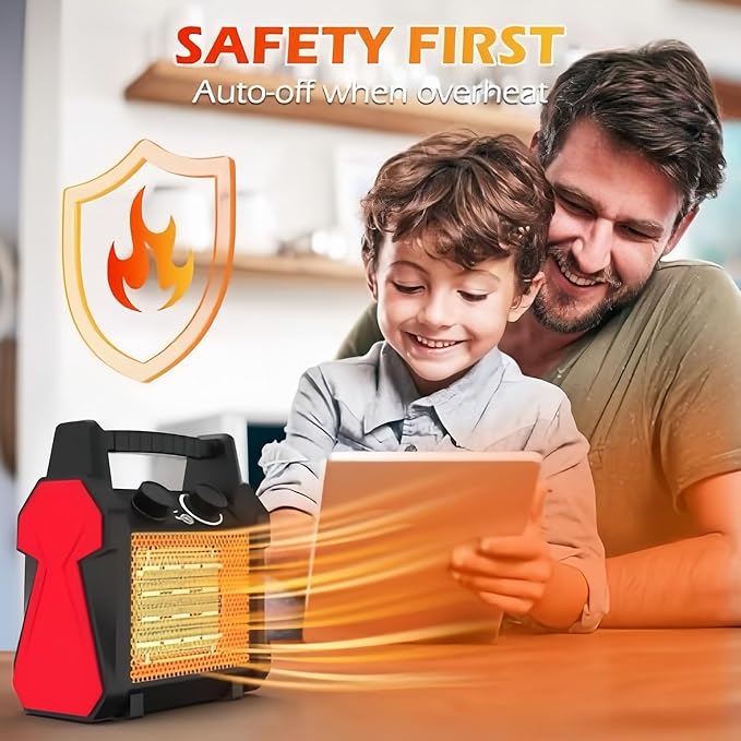 Outdoor Heaters for Patio, 1500W Garage Heater with Overheat Protection, 3S Fast Heating Electric Portable Electric Patio Heater, Greenhouse Heaters, Garage, Indoor Outdoor Use