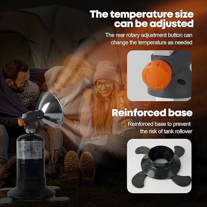 Portable 1 lb Propane & Iso-Butane Heater, Dual Fuel Camping Heater for Tent, Self Ignite & Tip-over protection Base, Compact Gas Heater for Outdoor, Ice Fishing, Backpacking, Survival Gear